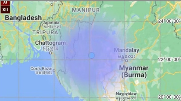 An earthquake of magnitude 4.4 on the Richter Scale hit Myanmar 