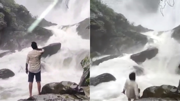 karnataka youth drowns in a waterfalls near Kollur 