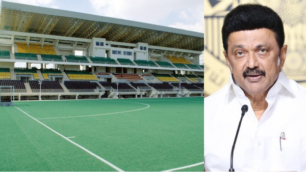 Stalin inaugurated the reconstructed hockey ground at the Radhakrishnan Stadium in Chennai 