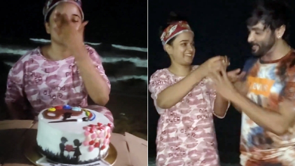 Snekan celebrated he wife actress Kanika birthday at the beach 