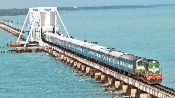 How does Dhanushkodi-Rameswaram railway line is being constructed at a cost of 720-800 crore rupees? 