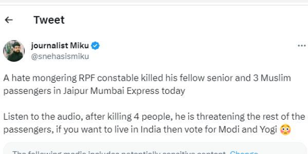Did RAF police officer shoot only muslims by targetting them in Mumbai express train? 