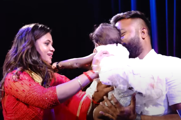 VJ Manimegalai and her husband pranks with a baby in fans meeting