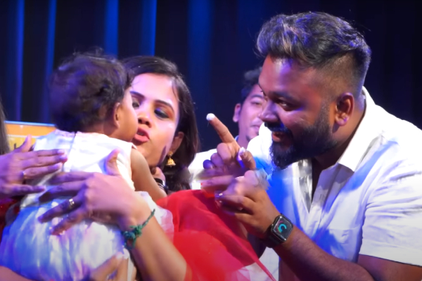 VJ Manimegalai and her husband pranks with a baby in fans meeting