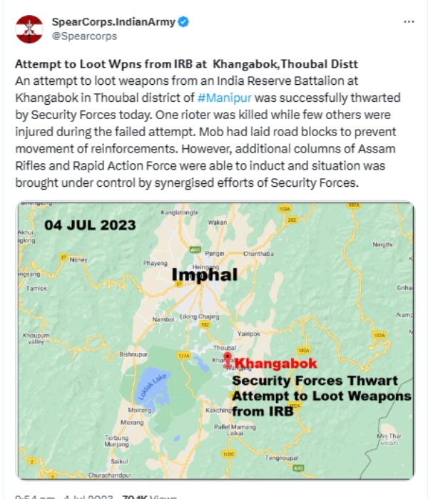 Manipur: Security Forces thwart attempt to looting arms- One killed 