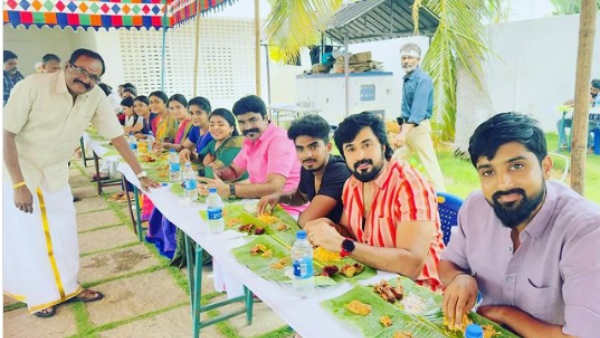 Actor Marimuthu birthday and biryani party for all his serial team members 