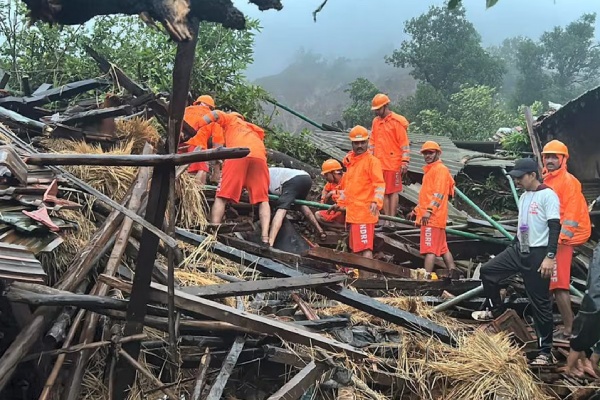 16 people have died in a landslide in a village near Raigad in Maharashtra 