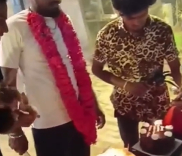 Youths celebrate their birthdays with Patta Kathi in Vellore katpadi 