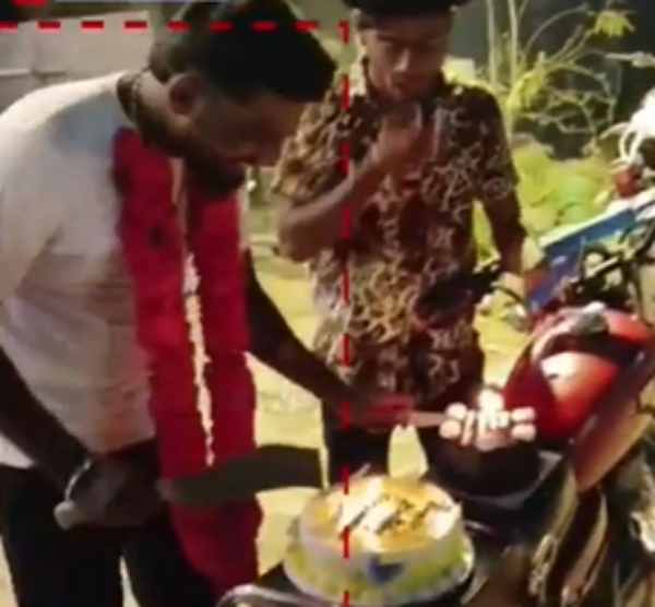 Youths celebrate their birthdays with Patta Kathi in Vellore katpadi 