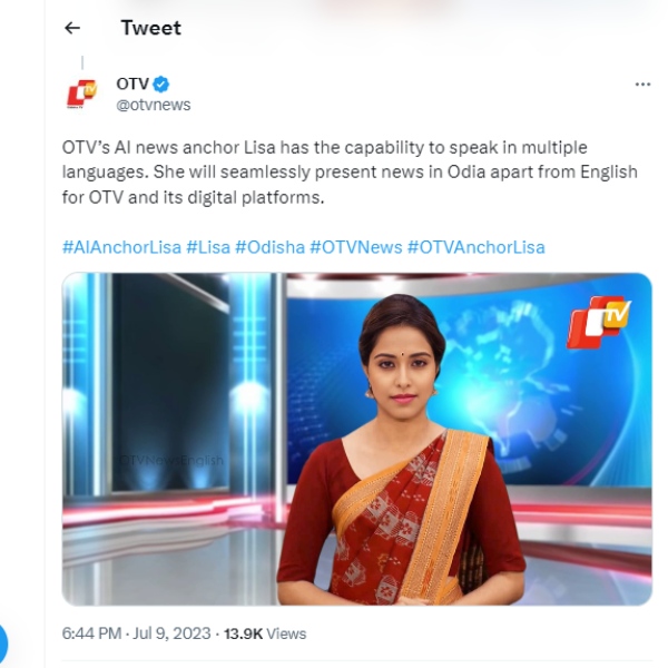 Odisha is introducing first AI News Anchor 