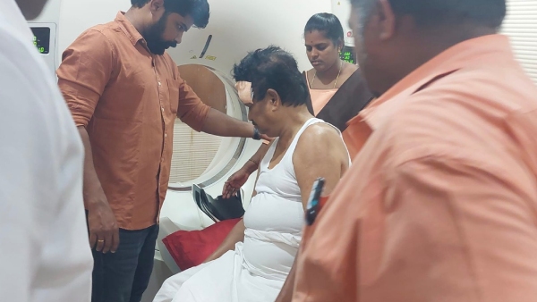 KS Azhagiri went for a walking, accidentally he tripped and fell suffered severe injuries on his forehead and knee 