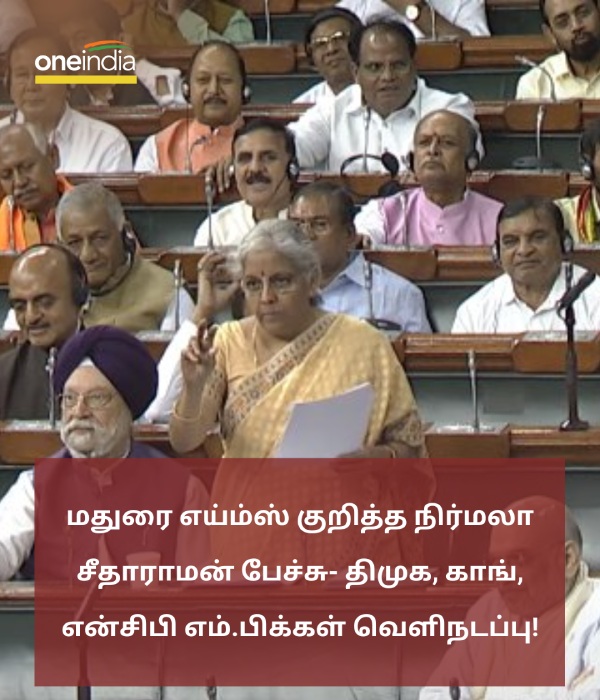 Nirmala Sitharaman spoke about Madurai AIIMS in the Lok Sabha and slams MP TR Balu, DMK members walked out Nirmala Sitharaman spoke about Madurai AIIMS in the Lok Sabha and slams MP TR Balu, DMK members walked out