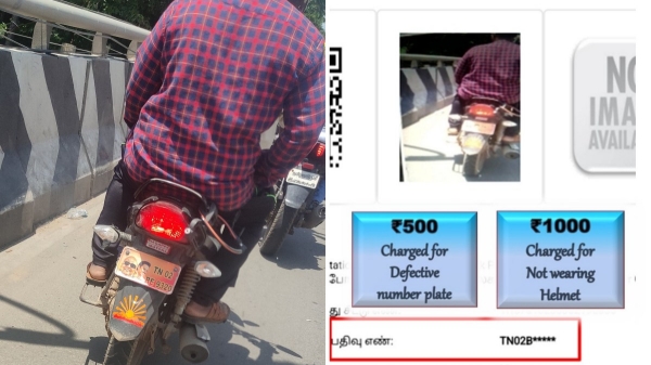  Why did Chennai police impose fines on person who drew picture of mk Stalin on back of bike? 