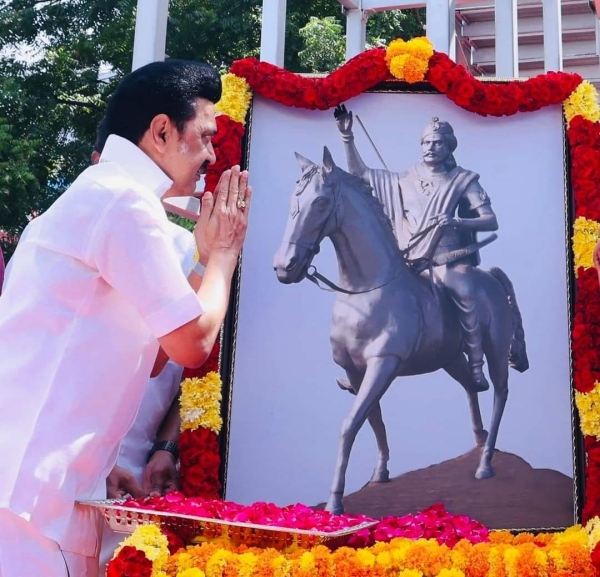 CM Stalin paid respect to Freedom fighter Dheeran Chinnamalai 