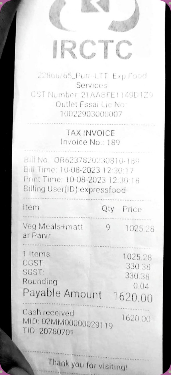  Indian Railways charges 66% GST from passenger For Meal In Train 