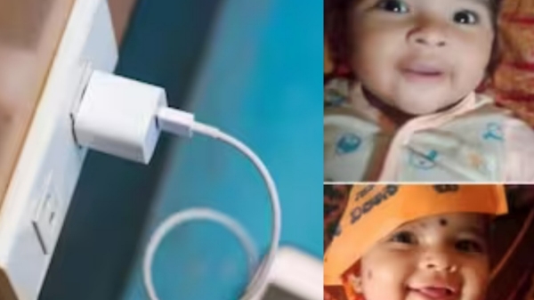  8 Month old baby electrocuted dies after putting mobile charger in mouth at karwar in Karantaka
