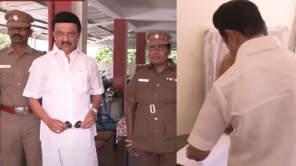 CM Stalin sudden visit to police station after visited drainage works in chennai 