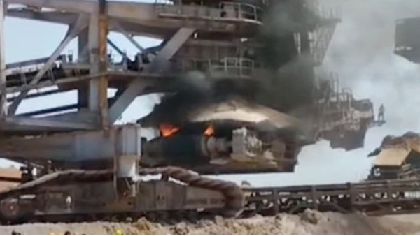 Coal handling machine suddenly caught fire at Neyveli NLC mine 2 