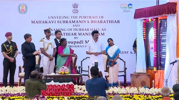 President Droupadi Murmu renames tn governor house darbar hall as bharathiyar mandapam