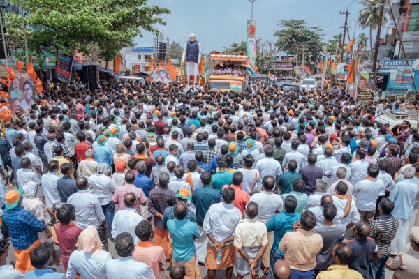 PM Modi statue in Annamalai padayatra at kanyakumari 