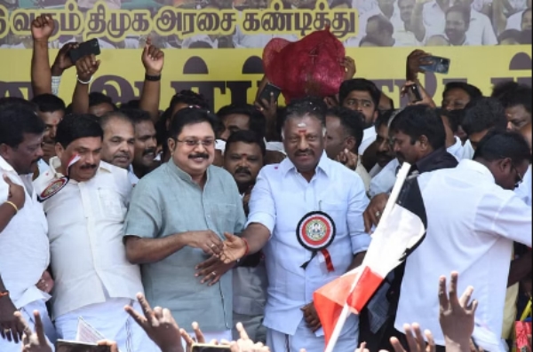 O Panneerselvam and TTV Dinakaran joined hands together in the same place after 24 years
