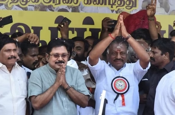 O Panneerselvam and TTV Dinakaran joined hands together in the same place after 24 years