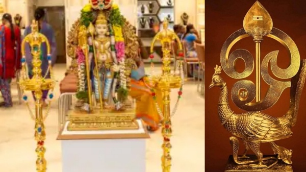 4 feet 250 kg weight Shining golden Murugan in Palani 