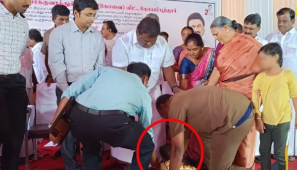 Driver begged with the child to Minister Sivasankar and made a request Driver begged with the child to Minister Sivasankar and made a request