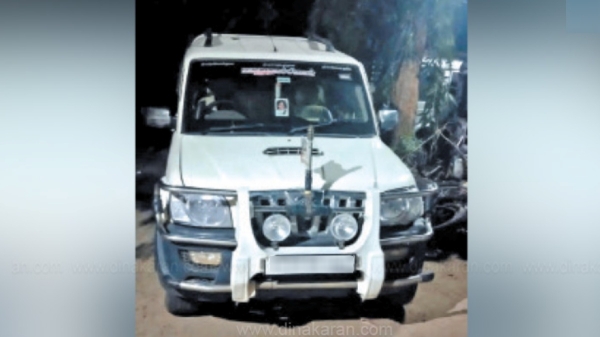 Theni incident and aiadmk flag with human element near Theni District