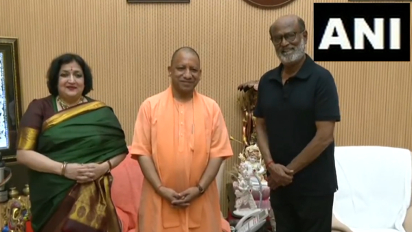 Actor Rajinikanth fell in UP CM Yogi adityanath feet 