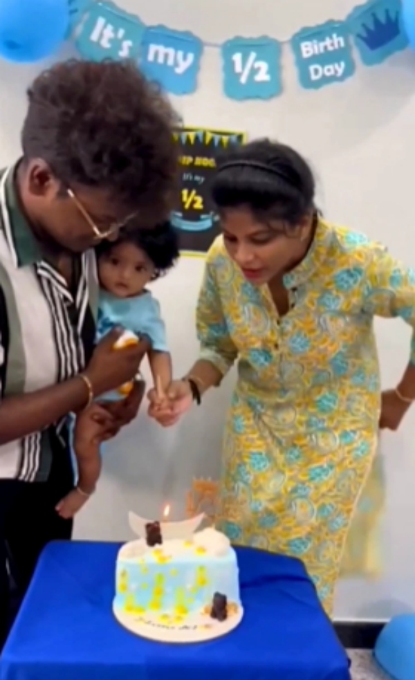 super singerAjay krishna celebrating that it has been half a year since the birth of the child