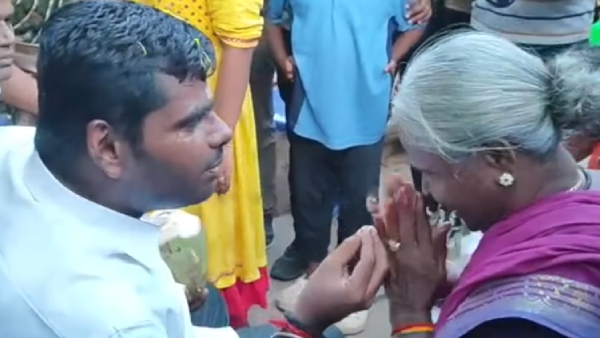 Old woman excited and called BJP Chief Annamalai as a next MGR in his En Mann En Makkal padayatra 