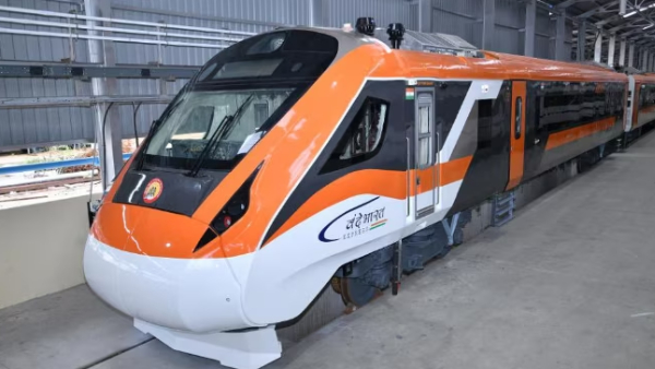 Vande Bharat train converted into orange color was tested in Chennai 