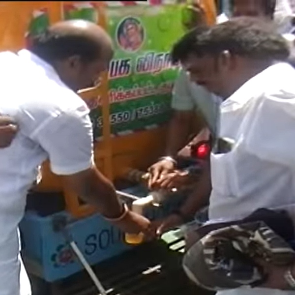 Orange flavour glucose juice was given to aiadmk cadres in Madurai 