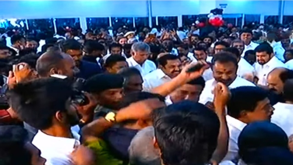 ADMK MLA Arun kumar snatched cellphone from the man who trying to take selfie with Edappadi Palanisamy ADMK MLA Arun kumar snatched cellphone from the man who trying to take selfie with Edappadi Palanisamy