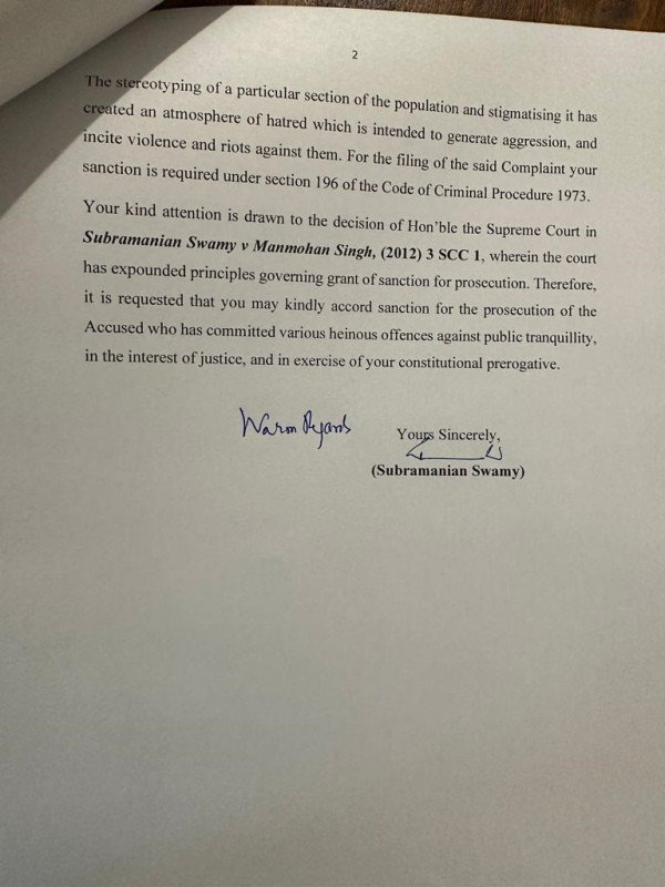 Sanatana remark: Subramanian Swamy writes letter to Governor RN Ravi to initiates cr code of criminal procedure Sanatana remark: Subramanian Swamy writes letter to Governor RN Ravi to initiates cr code of criminal procedure