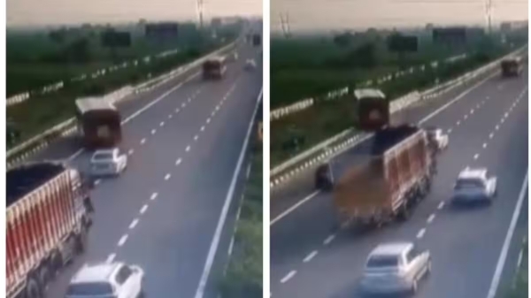 video : CCTV footage shows the bus suddenly veering off Delhi-Meerut Expressway 