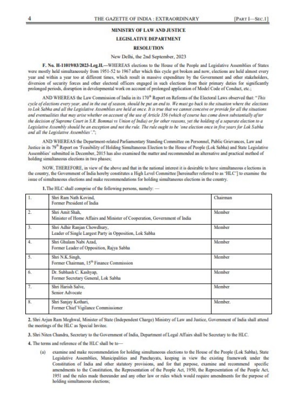 Amit Shah, Adhir Chowdhury, Ghulam Nabi azad and 5 others in one nation one election committee 