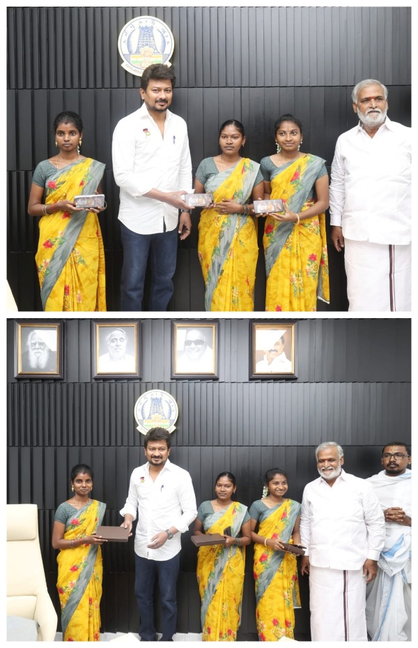 Minister udhayanidhi stalin gives gifts to 3 women priests Minister udhayanidhi stalin gives gifts to 3 women priests