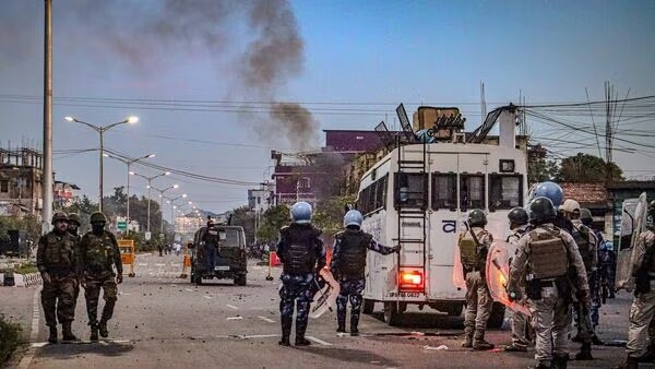The Mob destroyed BJP office in Thoubal in Manipur as a protest over killing of two youths 