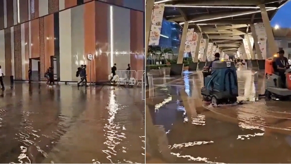 Video of rain entering the venue of the G20 conference has created a stir 