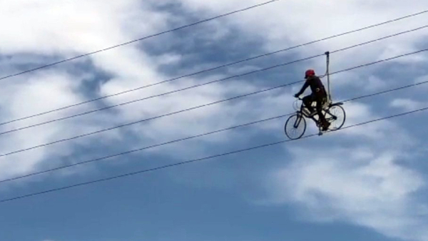  Trial run carried out of the Zip Line ride for a length of 200 meter at Coimbatore Ukkadam lake