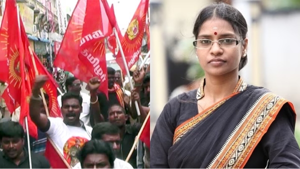 Naam Tamilar party cadres protest against Veeralakshmi at Chennai commissioner office 