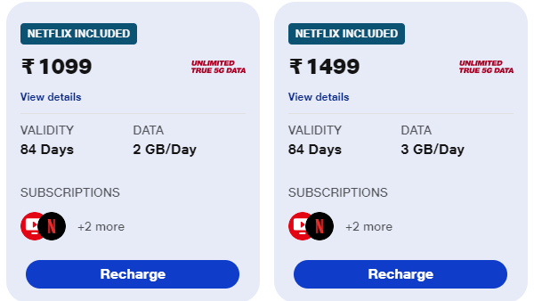 Jio has recharge plans with Free Netflix OTT subscription
