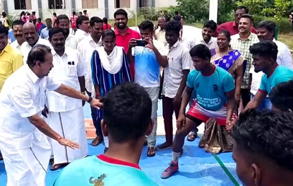 Minister Ponmudi played kabaddi in the field with players 