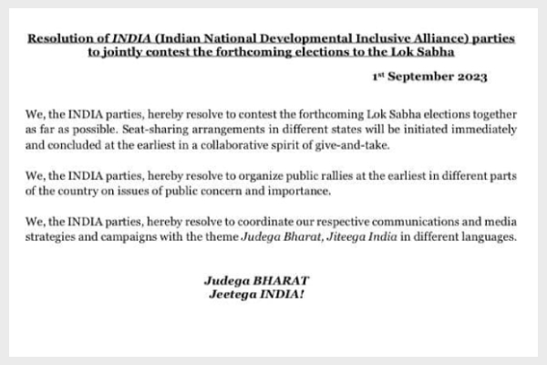 I.N.D.I.A bloc announces to start seat Sharing talks for Loksabha Election 