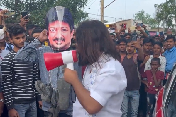Jharkhand Sanatan Dharma supporters hold protest against Udhayanidhi Stalin 