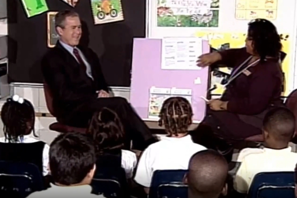  What is the reaction of the US President George bush at the time of 9/11