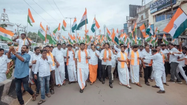 A Bison enters into BJP Annamalai Padayatra in Kodaikanal 