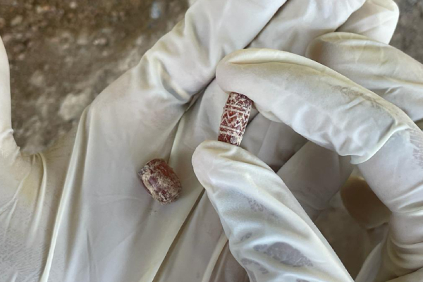 Carnelian beads were traced inside an urn today at Keezhadi 